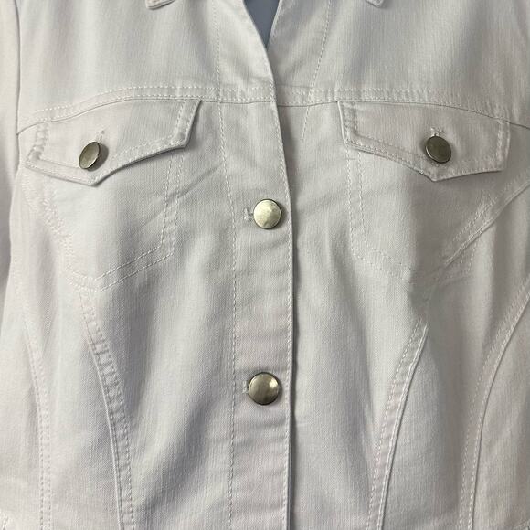 NWOT, Cb Established 1962 Women’s Sz M White Denim w/Pockets Button Down Jacket - Picture 9 of 16